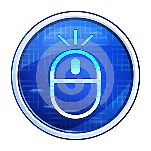 Wireless mouse icon futuristic blue round button vector illustration