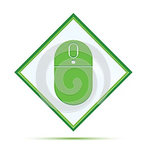 Wireless mouse icon modern abstract green diamond button