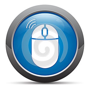 Wireless mouse icon premium blue round button vector illustration