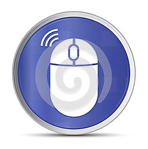 Wireless mouse icon prime blue round button vector illustration design silver frame push button