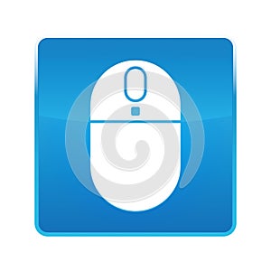 Wireless mouse icon shiny blue square button