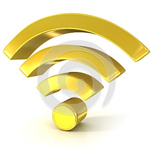 Wireless network 3d golden sign