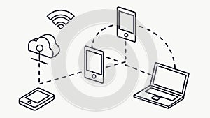 Wireless Network Connected Devices, vector design Generative AI