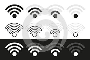 Wireless Network icon set. Various Wi-Fi signal levels. Vector illustration.