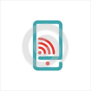 Wireless network icon on smartphone screen vector illustration.