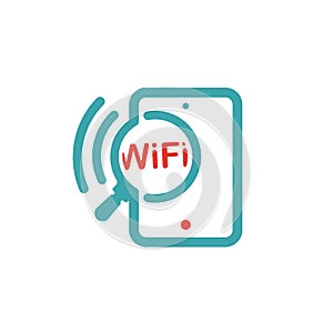 Wireless network icon on tablet pc laptop vector illustration.