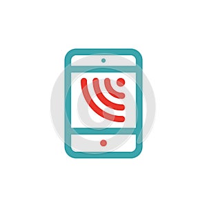 Wireless network icon on tablet pc laptop vector illustration.