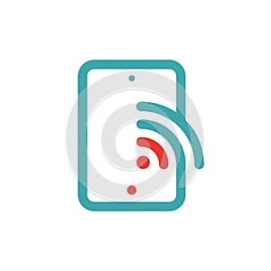 Wireless network icon on tablet pc laptop vector illustration.