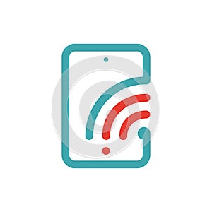 Wireless network icon on tablet pc laptop vector illustration.