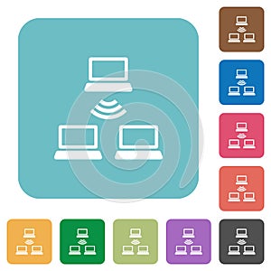 Wireless network rounded square flat icons