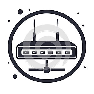 Wireless Network Router Icon Digital Connection Round Symbol