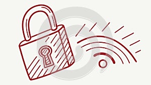 Wireless Network Security Padlock, Protected Wi-Fi Connection Icon, vector design Generative AI