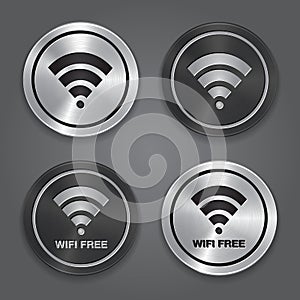 Wireless Network Symbol. Metal app icon.