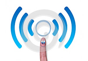 Wireless network symbol wifi with circle on finger