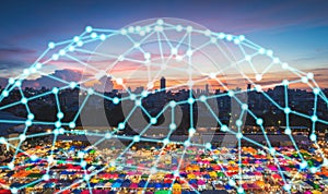 Wireless network technology and Connection concept, Network on smart city