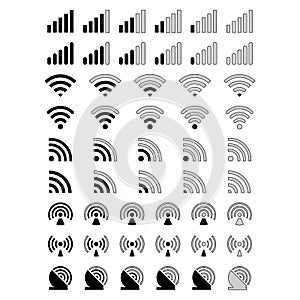 Wireless and Network vector line icon set. icons like Connection, Signal, Internet, Phone, Radio, Wifi, Communication, Editable