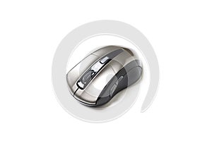 Wireless optical mouse for computer on a white background.