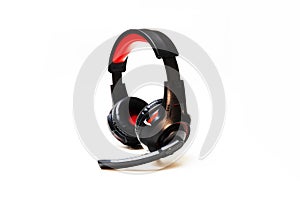 Wireless Over-Ear full size Headphones, Black leather isolated on white background with clipping path