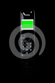 Wireless phone, Cordless phone on black background.