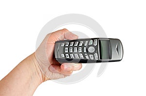 Wireless phone handset in hand