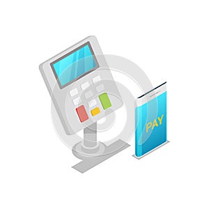 Wireless pos terminal isometric 3D icon