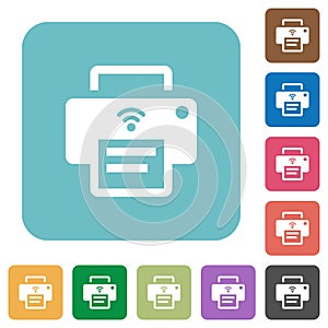 Wireless printer rounded square flat icons