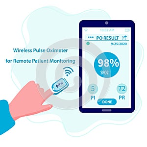 Wireless Pulse Oximeter for Remote Patient Monitoring. Records and shares data with physician teams. Digital Health