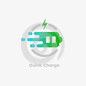 Wireless Quick and Fast Charging Battery Logo Vector Icon