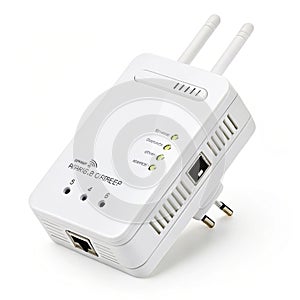 Wireless range extender isolated on white background photo