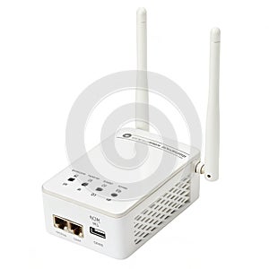 Wireless range extender isolated on white background photo