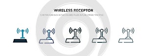 Wireless receptor icon in different style vector illustration. two colored and black wireless receptor vector icons designed in