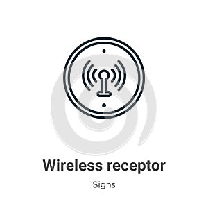 Wireless receptor outline vector icon. Thin line black wireless receptor icon, flat vector simple element illustration from