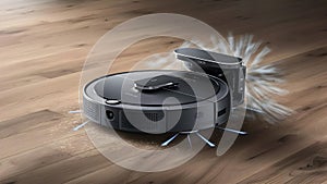 Wireless robotic vacuum cleaner for hardwood floors with smart cleaning technolog. Concept Vacuum