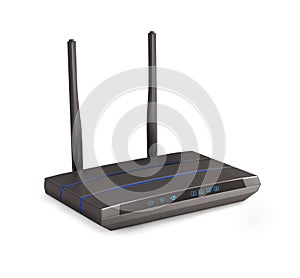 Wireless Router with the antenna, white background