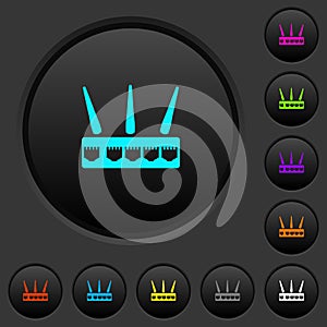 Wireless router dark push buttons with color icons