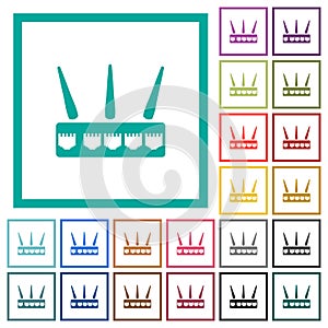 Wireless router flat color icons with quadrant frames