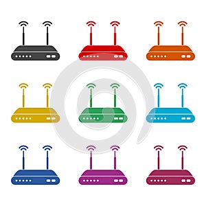 Wireless router icon, color icons set