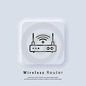 Wireless Router icon. Wlan router icon or logo. Vector EPS 10. Neumorphic UI UX white user interface web button. Neumorphism