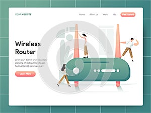 Wireless Router Illustration Concept. Modern design concept of web page design for website and mobile website.Vector illustration