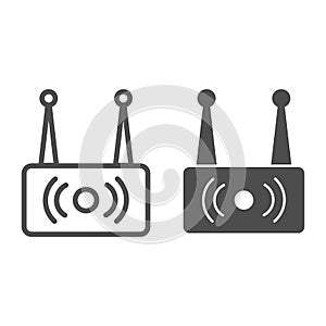 Wireless router line and glyph icon. Wi fi network vector illustration isolated on white. Wireless internet outline