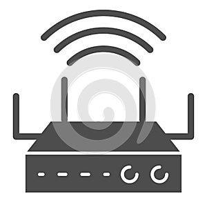 Wireless router solid icon. Wi-fi coverage vector illustration isolated on white. Internet glyph style design, designed