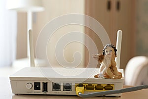 Wireless router on table