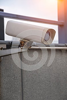 Wireless security camera equipment on the wall