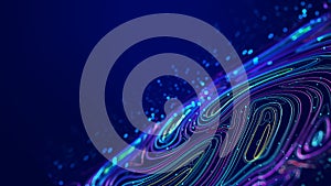 Wireless systems, globalization, big data. Data analytics, blockchain technology. 3D illustration of circular paths