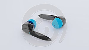 Wireless Technology Bluetooth earbuds on white background - 3D Illustration