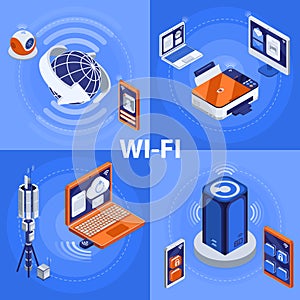 Wireless Technology Concept Icons Set