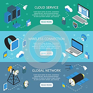 Wireless Technology Horizontal Isometric Banners
