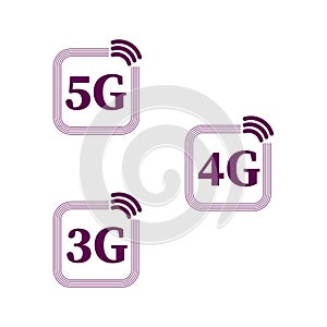 Wireless technology icons. Vector network 5G. Advanced 4G signal. Reliable 3G connection. photo