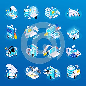 Wireless Technology Isometric Icons