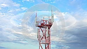 Wireless telecom networking with transmitter antennae on the mast aerial view